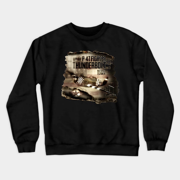 P-47 Thunderbolt Crewneck Sweatshirt by hardtbonez